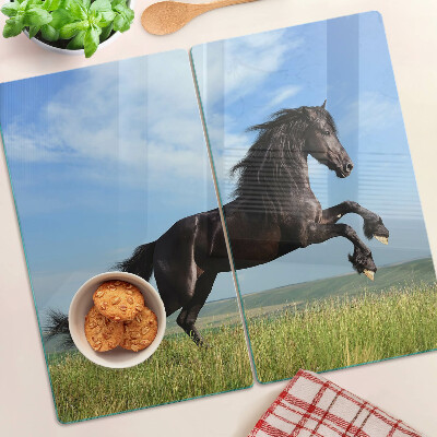 Tábua para cozinha Cavalo preto no prado