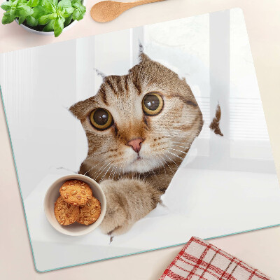 Tábua para cozinha Um gato saindo de um buraco