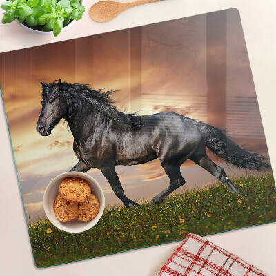 Tábua para corte Um cavalo tendo como pano de fundo o pôr do sol