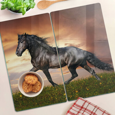 Tábua para corte Um cavalo tendo como pano de fundo o pôr do sol