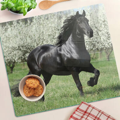 Tábua para cozinha Cavalo preto no prado