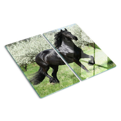 Tábua para cozinha Cavalo preto no prado