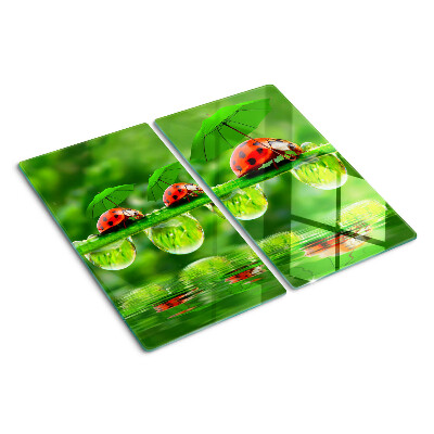 Tábua para cozinha Joaninhas em folhas com gotas de água