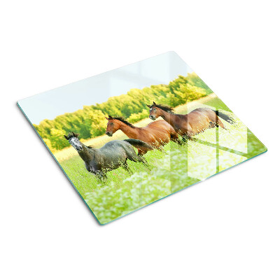 Tábua para cozinha Um encontro de cavalos no campo