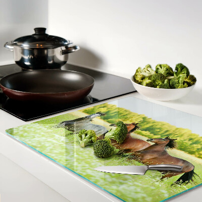 Tábua para cozinha Um encontro de cavalos no campo