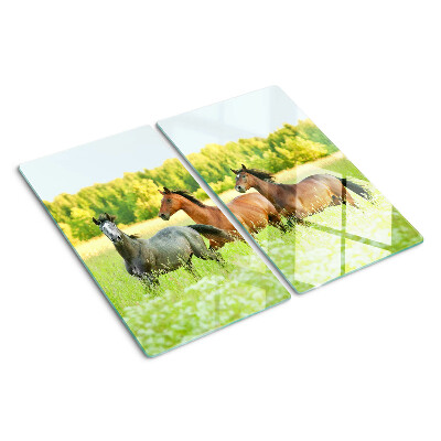 Tábua para cozinha Um encontro de cavalos no campo