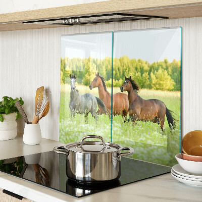 Tábua para cozinha Um encontro de cavalos no campo