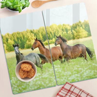 Tábua para cozinha Um encontro de cavalos no campo