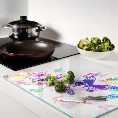Tábua para cozinha Um motivo de borboletas coloridas voando para longe