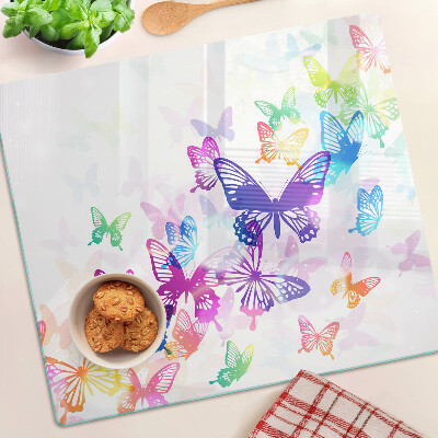Tábua para cozinha Um motivo de borboletas coloridas voando para longe