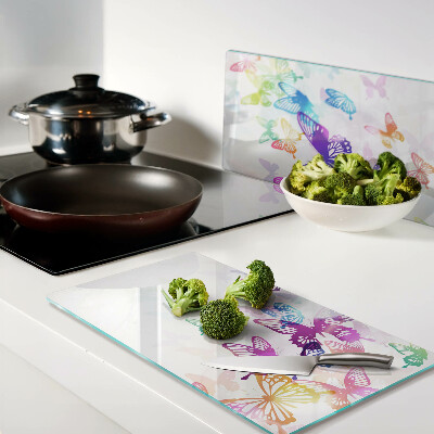 Tábua para cozinha Um motivo de borboletas coloridas voando para longe