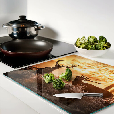 Tábua para cozinha Veados na floresta ao pôr do sol