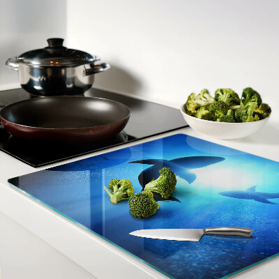 Tábua para corte Tubarões em luz subaquática