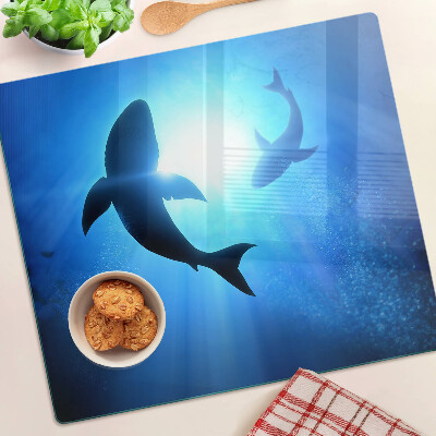 Tábua para corte Tubarões em luz subaquática