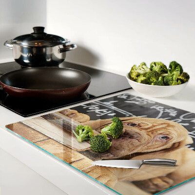 Tábua para cozinha Cachorro com livros e um quadro negro