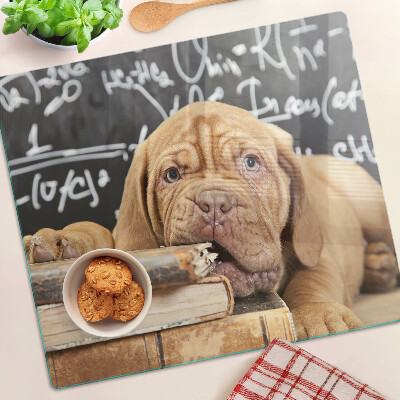 Tábua para cozinha Cachorro com livros e um quadro negro