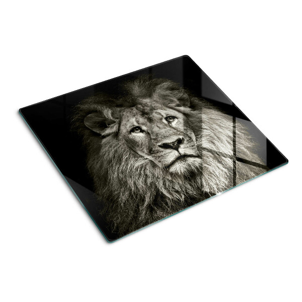 Tábua para cozinha Leão em preto e branco