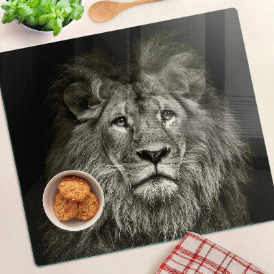 Tábua para cozinha Leão em preto e branco