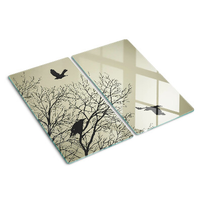 Tábua para corte Pássaros nos galhos das árvores