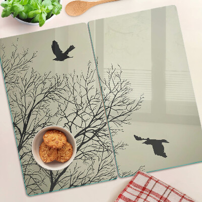 Tábua para corte Pássaros nos galhos das árvores