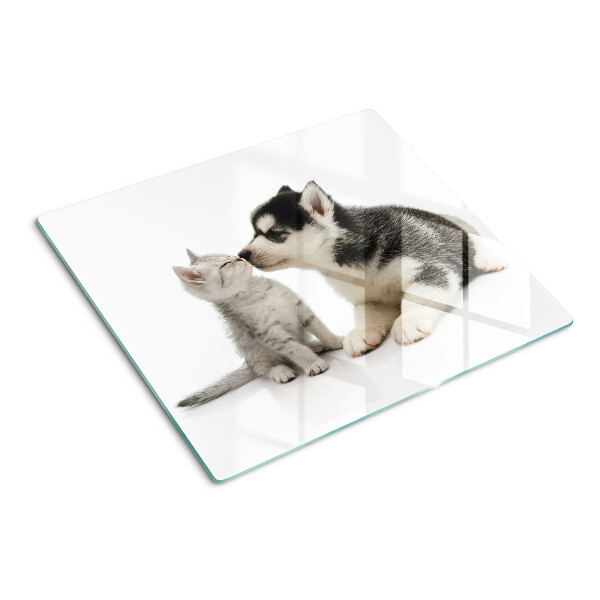 Tábua para corte Gatinho e cachorrinho em amizade