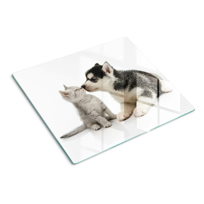 Tábua para corte Gatinho e cachorrinho em amizade