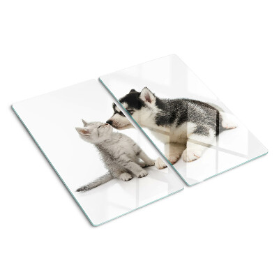 Tábua para corte Gatinho e cachorrinho em amizade