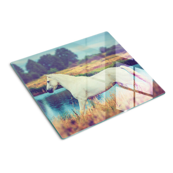 Tábua para corte Cavalo branco na água