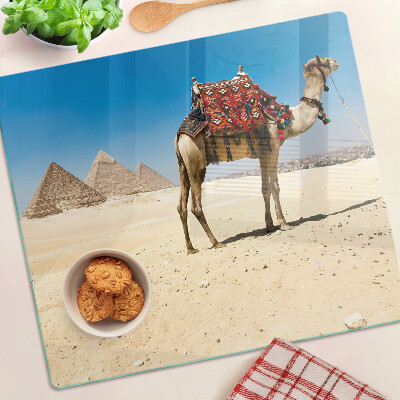 Tábua para cozinha Pirâmides e um camelo no deserto
