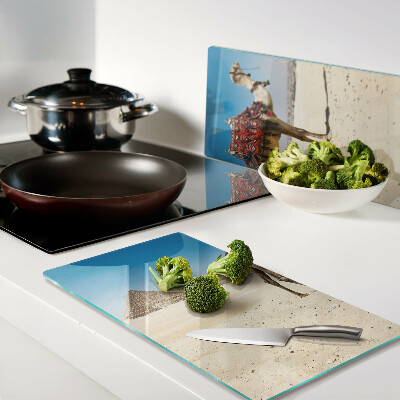 Tábua para cozinha Pirâmides e um camelo no deserto