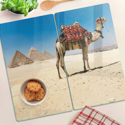 Tábua para cozinha Pirâmides e um camelo no deserto
