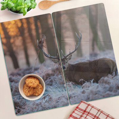 Tábua para corte Veados na floresta de inverno