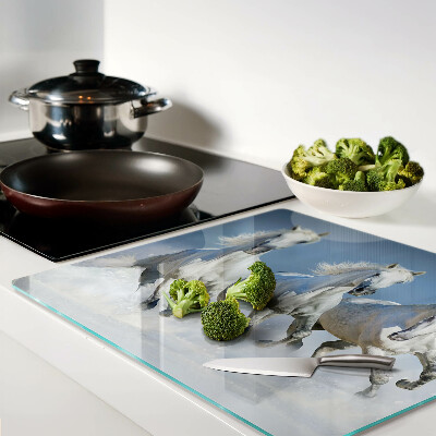 Tábua para corte Cavalos brancos galopando