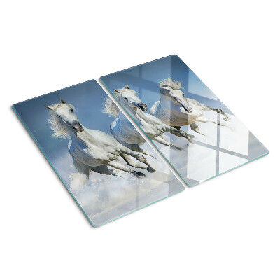 Tábua para corte Cavalos brancos galopando