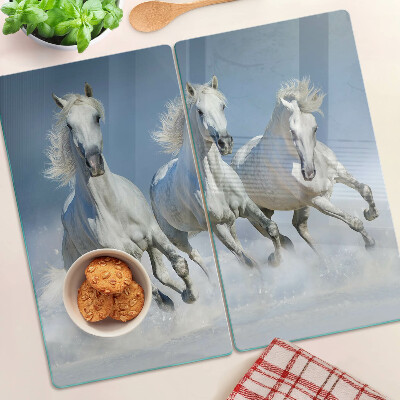 Tábua para corte Cavalos brancos galopando