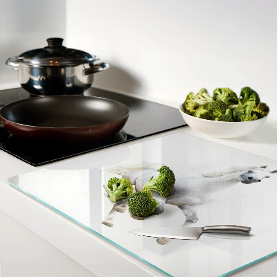 Tábua para corte Cavalo branco em movimento