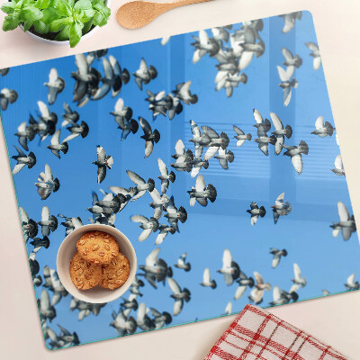 Tábua para cozinha Pombos voando no céu