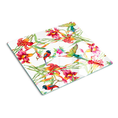 Tábua para cozinha Flores e pássaros exóticos