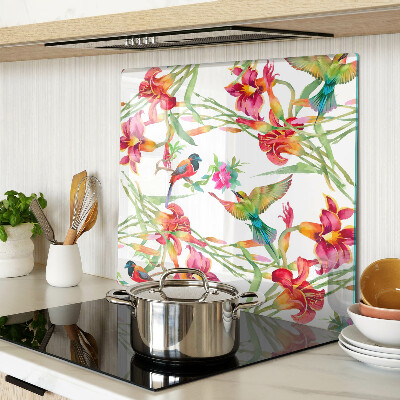 Tábua para cozinha Flores e pássaros exóticos