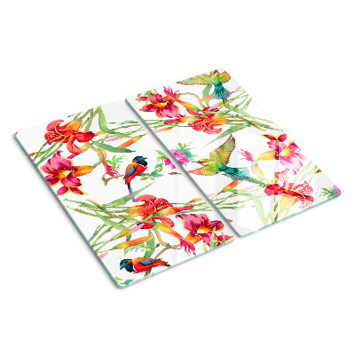 Tábua para cozinha Flores e pássaros exóticos