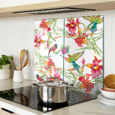 Tábua para cozinha Flores e pássaros exóticos