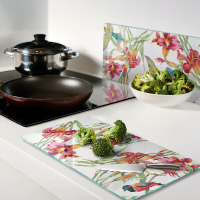 Tábua para cozinha Flores e pássaros exóticos