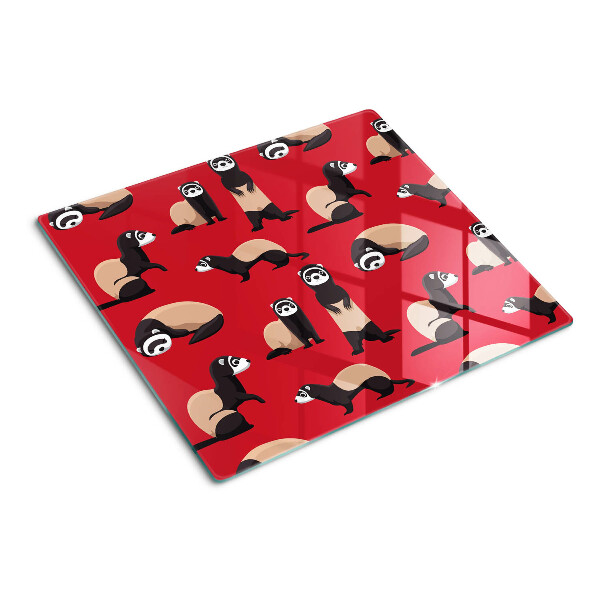 Tábua para cozinha Furões em um fundo vermelho