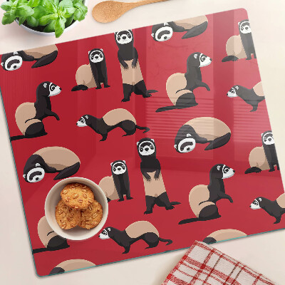 Tábua para cozinha Furões em um fundo vermelho