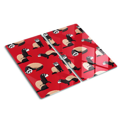 Tábua para cozinha Furões em um fundo vermelho