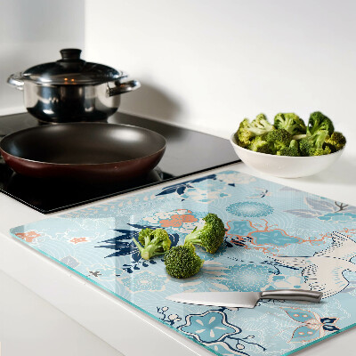 Tábua para cozinha Flores e pássaros em estilo oriental