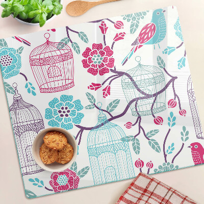 Tábua para corte Gaiolas para pássaros e flores