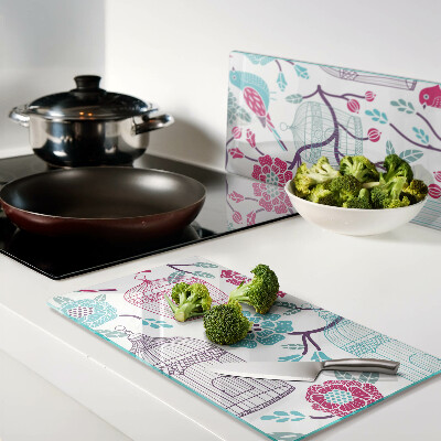 Tábua para corte Gaiolas para pássaros e flores