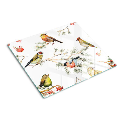 Tábua para corte Pássaros em galhos frutíferos