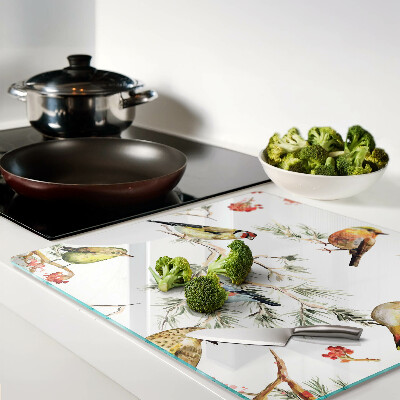 Tábua para corte Pássaros em galhos frutíferos